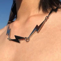 new hip hop punk lightning necklace harajuku vintage lightning clavicle chain choker for women men fashion jewelry