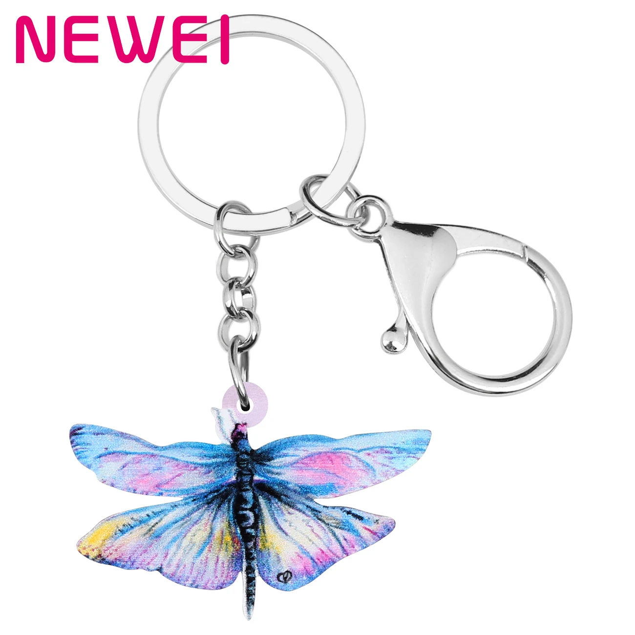 

Newei Acrylic Blue Dragonfly Keychains Key Ring Insect Animal Key Chain Jewelry For Women Kids Girl Fashion Gift Car Accessories