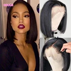 Парик Adugii Bob на сетке спереди из человеческих волос, на сетке спереди, Короткий прямой парик на сетке спереди, парики для женщин, предварительно выщипанные парики на сетке 4x4