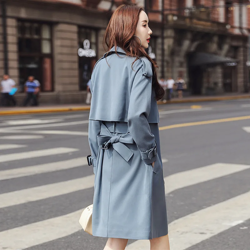 Женский Повседневный тренчкот с поясом длинная свободная верхняя одежда
