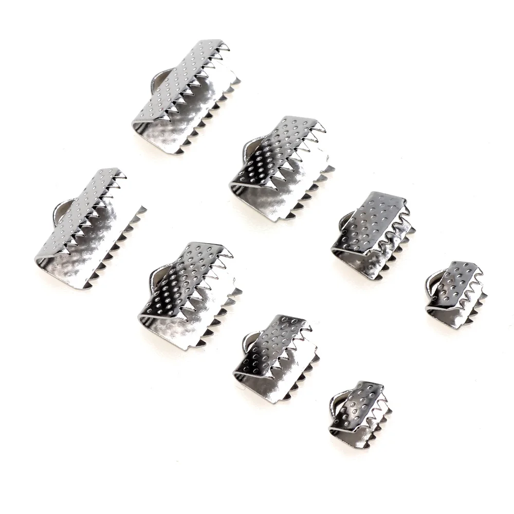 

30PCS/LOT Stainless Steel Ribbon Bracelet Horse Buckle End Findings Cord Fasteners Clasp Leather Crimp For Jewelry Making