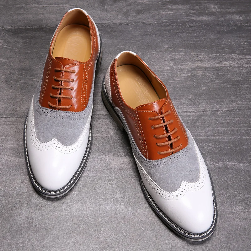 

2020 Oxford Shoes Men Brogues Shoes Lace-Up Bullock Business Wedding Dress Shoes Male Formal Shoes