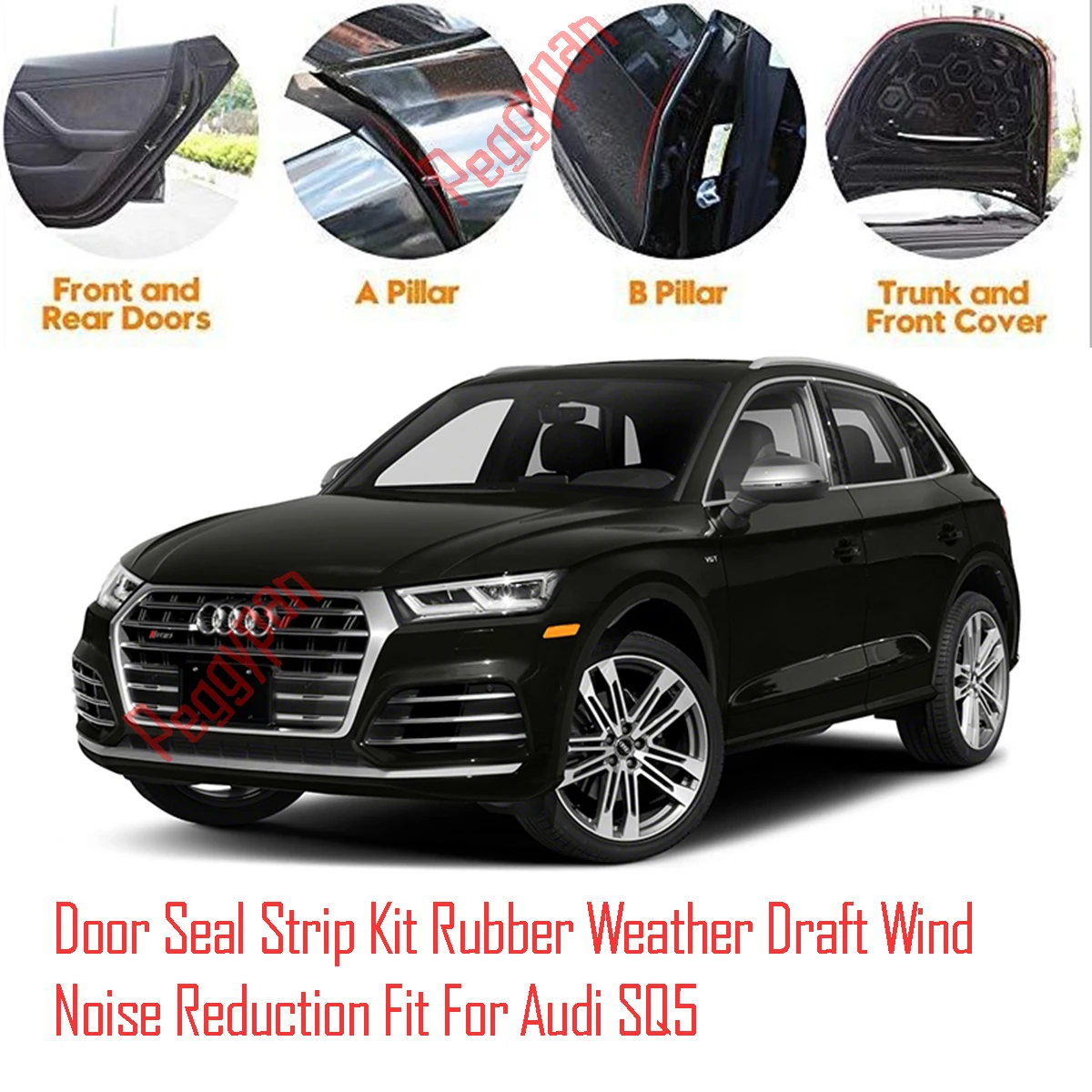 Door Seal Strip Kit Self Adhesive Window Engine Cover Soundproof Rubber Weather Draft Wind Noise Reduction Fit For Audi SQ5