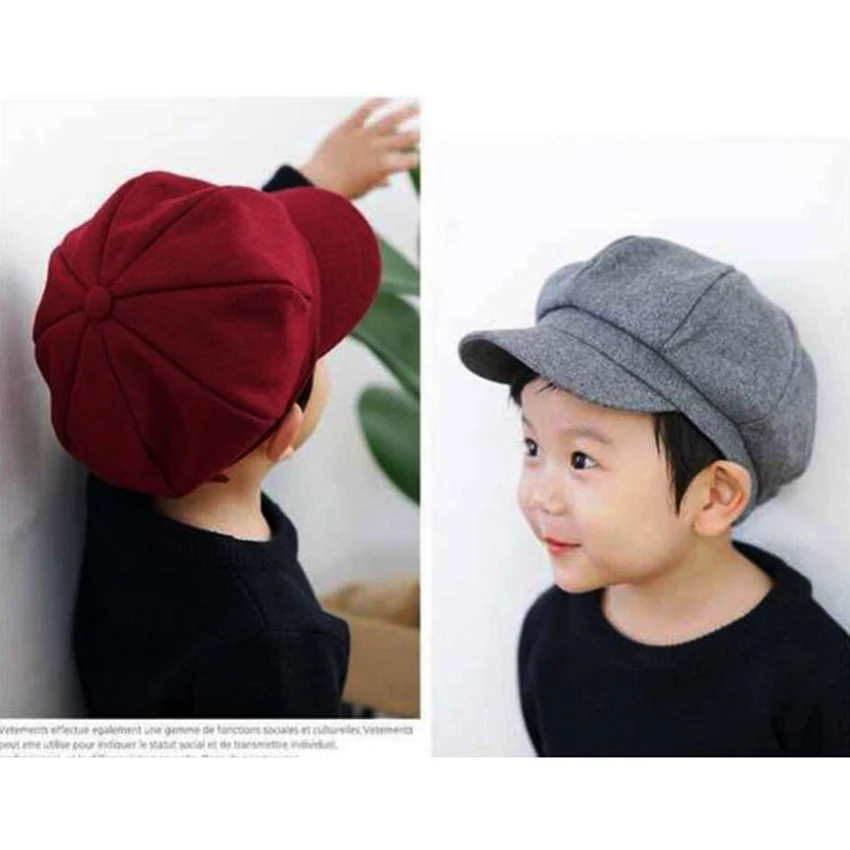 WELROG Children Octagonal Hat Spring Solid Color Newsboy Cotton Cute Baby Painter Adult Beret Girls Boys Hats |