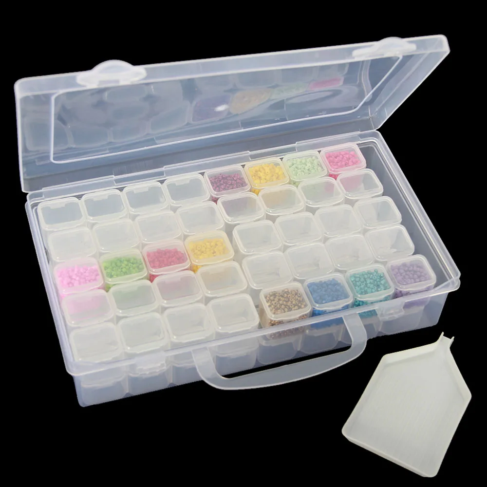

56/64/80Grid Diamond Mosaic Bead Container Accessories Embroidery Nail Art Rhinestone Organizer Storage Box Suitcase Tool