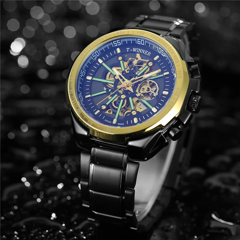 Автоматические механические мужские наручные часы WINNER спортивные в стиле