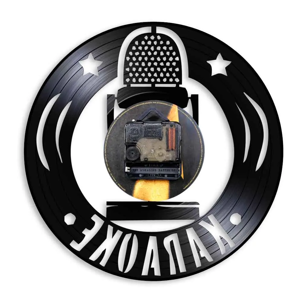 Настенные часы со звездами для караоке микрофоном пения любителей вечерние