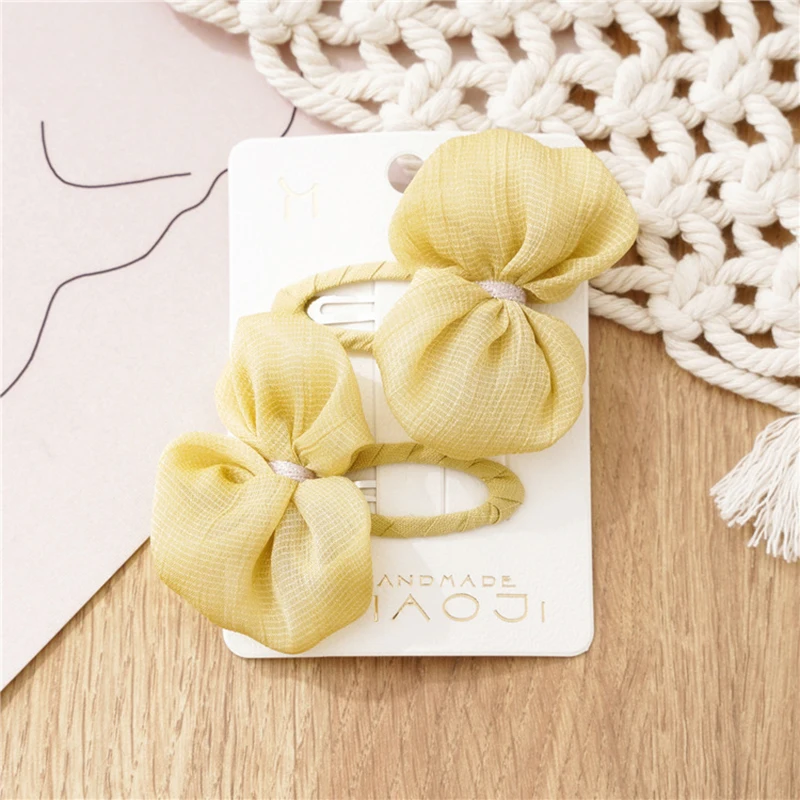 Детская заколка для волос с бантом из сетчатой пряжи милая ткань зажим Детские