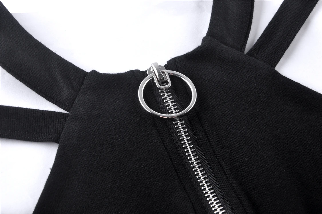 Darkinlove женские панк передняя молния с открытыми плечами короткими рукавами