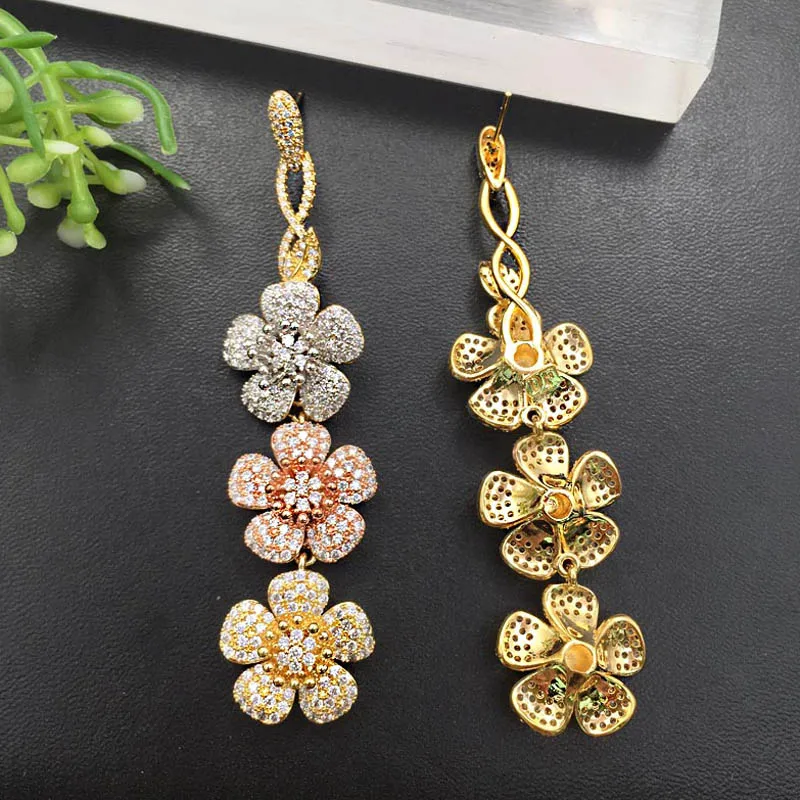 

Vanifi Fashion Jewelry Bridal Wintersweet Graceful Long Stereo Earrings Full Zircon Micro Plated Wedding Popular Best Gift
