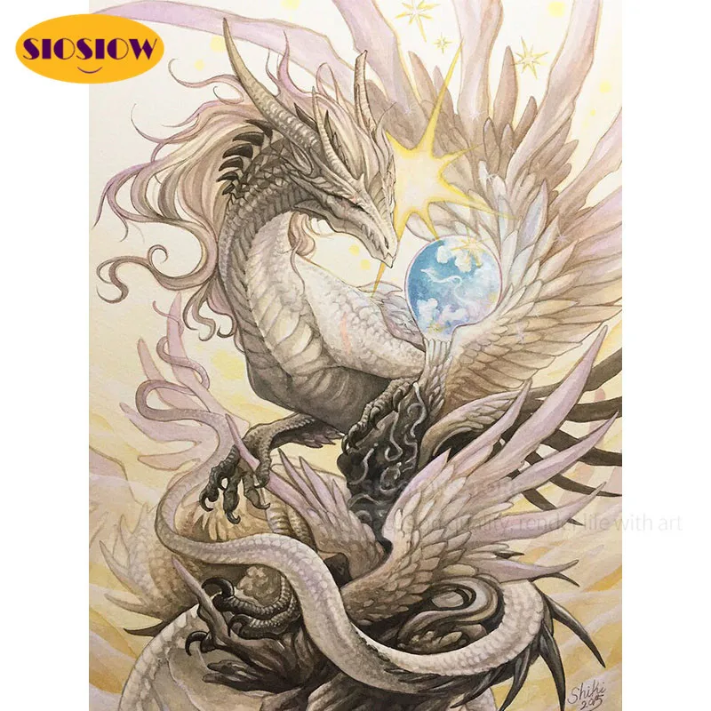 DIY 5d Diamond Mosaic Embroidery 3d Painting Animal White Dragon Chinese Cross Stitch Full Square Rhinestone Home Decor | Дом и сад