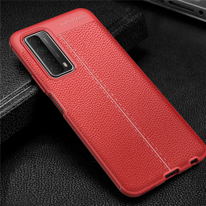 for huawei p smart 2021 case silicone leather texture armor bumper case for huawei honor 10x lite cover for huawei p smart 2020 free global shipping