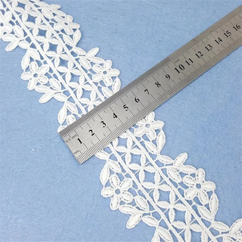 Белая Цветочная хлопковая вышитая кружевная ткань искусственная отделка