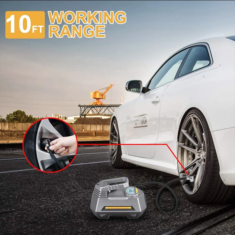 Портативный автомобильный воздушный компрессор насос для шин с автоматическим