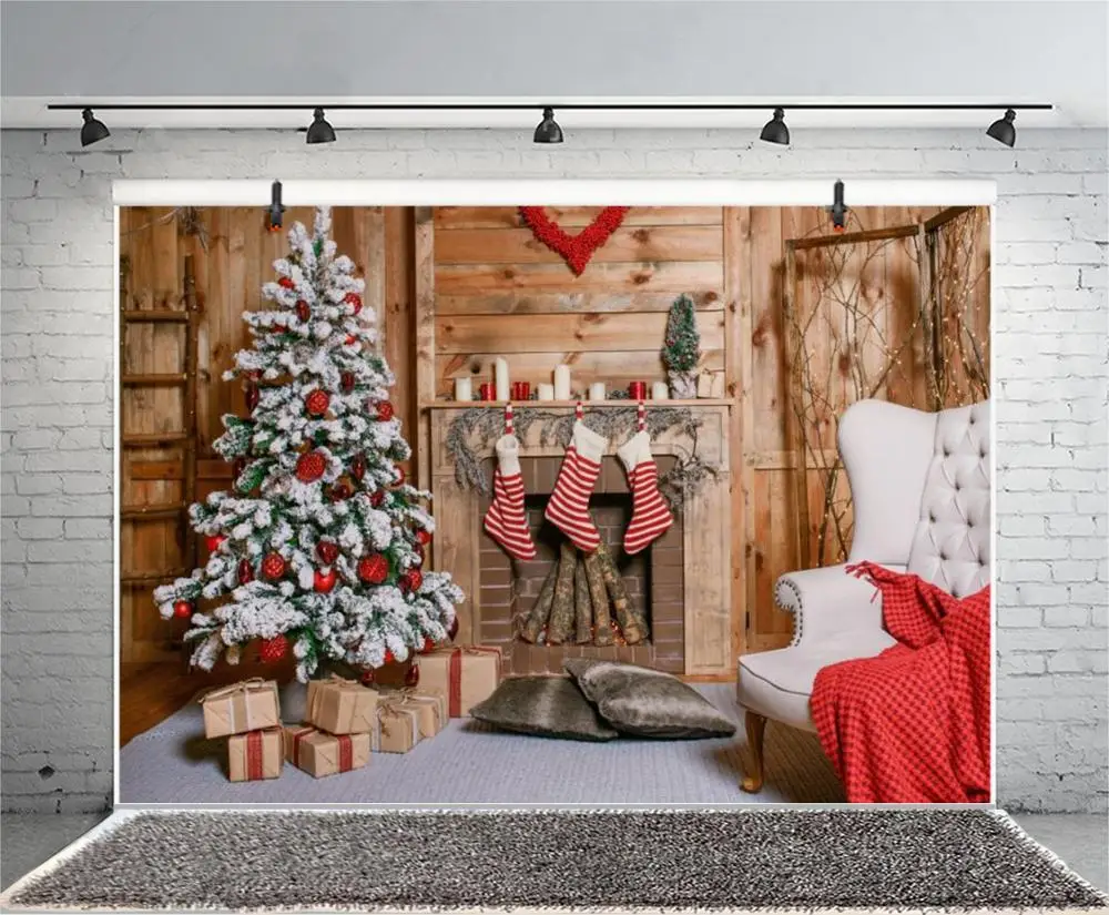 

Фотофон Рождественская елка огни венки камин Фотофон для дня рождения