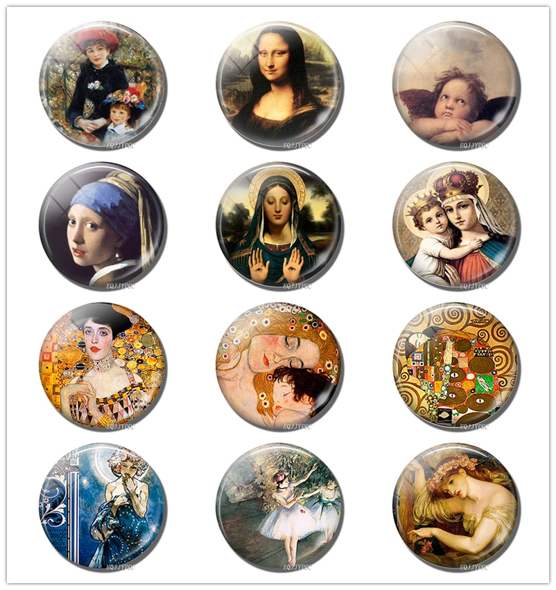 Медная брошь Gustav Klimt Art 25 мм стеклянный кабошон булавка Alphonse Fly украшения для