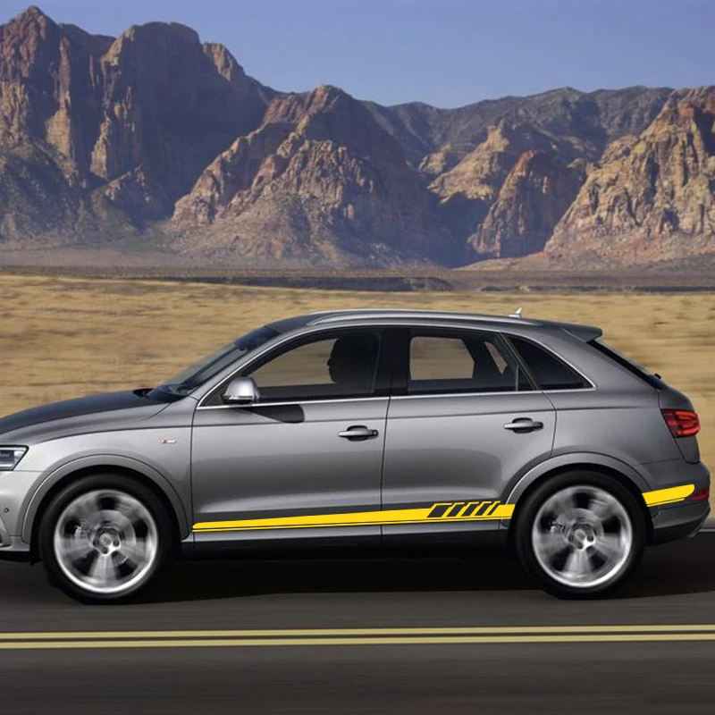 Наклейка на боковую дверь автомобиля длинная полоса наклейки юбку виниловый