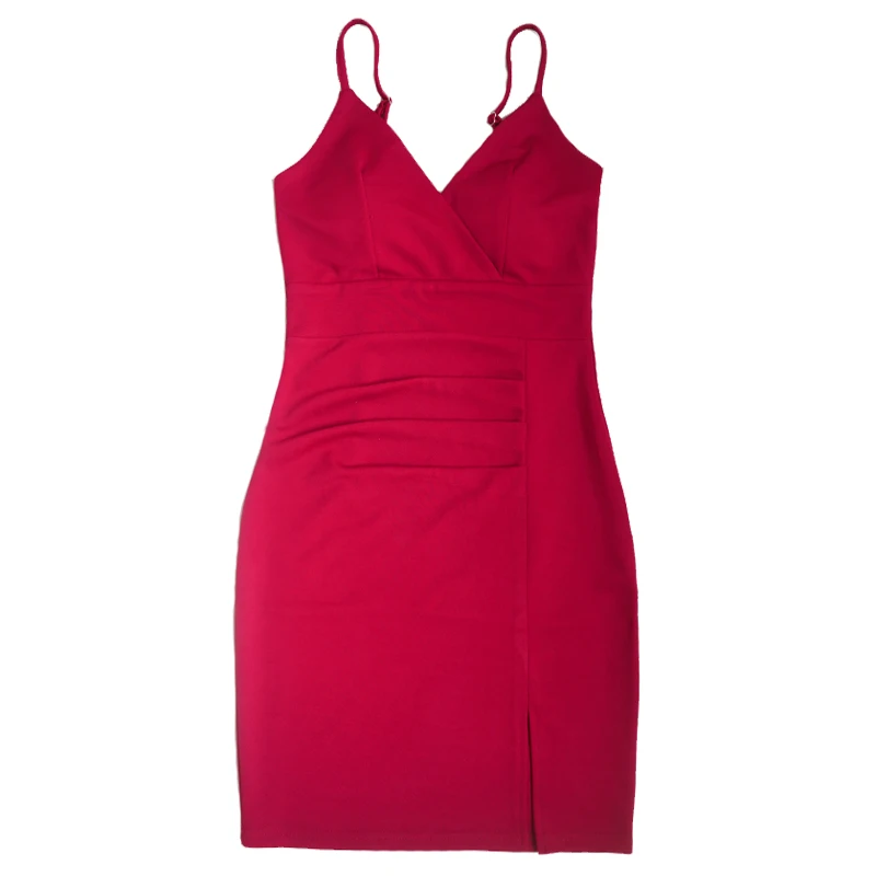 

Nightclub Sexy Fashion Low-Cut Sling Temperament Tight Sheath Short Dress Night Show Technician's Clothing Sauna Work Wear