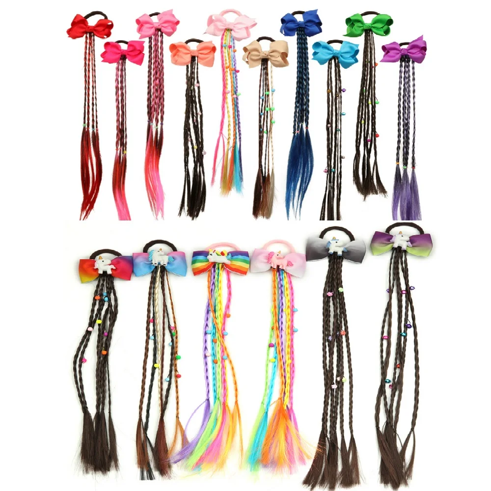 Женская повязка на голову с бантом в виде единорога эластичная Плетеный головной