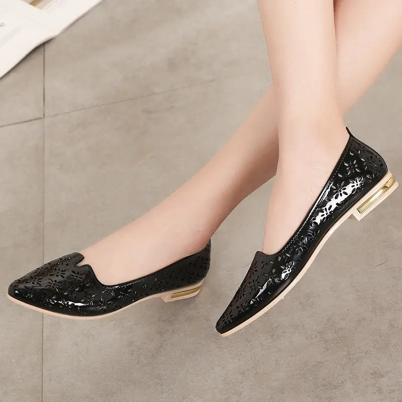 Zapatillas Mujer 2021 Women's Flat Shoes Ballet Shoes Breathable Slip on Pointed Toe Shoes Gold Color Women's Soft Bottom Shoes