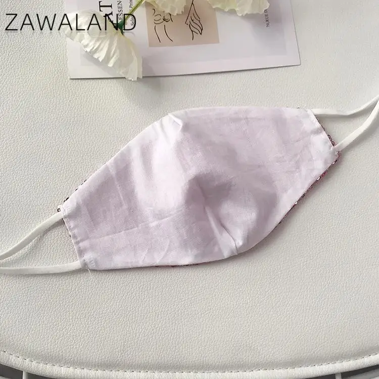 

Zawaland Bling Bling Sequined Mask Washable Cotton Face Mask Women Dust-proof Mouth Mask Cover Shining Party Mascarillas