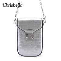 chrisbella new fashion women small handbags pu leather cell phone pouch female long clutch crossbody shoulder bags for ladies