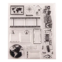 travel world map new scrapbook photo cards account rubber stamp clear stamp transparent stamp handmade card stamp