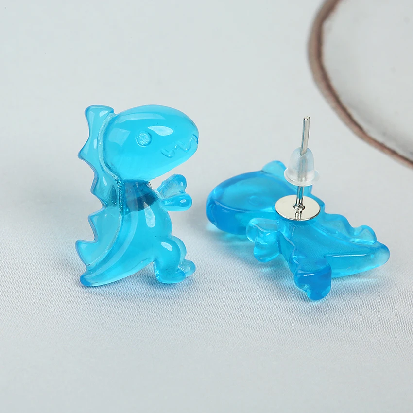 1pair 23*13 mm Colorful Cartoon Resin Dinosaur Stud Earrings for Kids Girls Teens Jewelry | Украшения и аксессуары