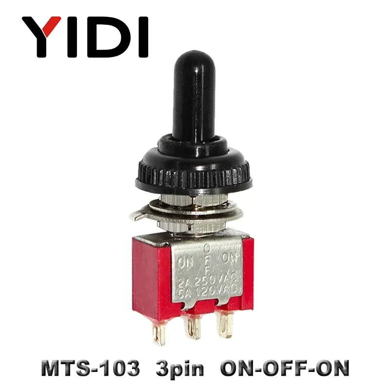 MTS-103 Red 6A 125VAC мини 6 мм МТС 102 103 202 203 302 303 402 403 рычажный Переключатель ВКЛ/ВЫКЛ SPDT DPDT on off на 3PDT с водонепроницаемой крышкой - Цвет: MTS-103 Red