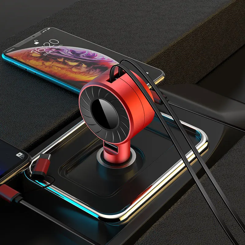 

Newest Car Charger One Drags Three USB Car Charger with Charging Cables for Android IOS Type C Fast USB Car Charger Accessories