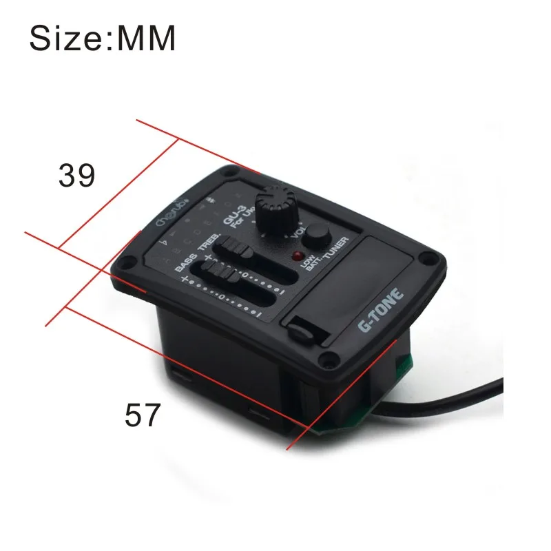 Cherub G-Tone Series Acoustic Ukulele Preamp GU-3 Piezo Pickup 2 Band EQ Equalizer Black | Спорт и развлечения