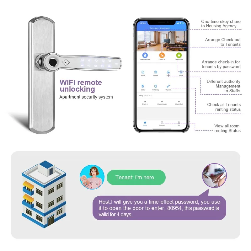 RAYKUBE Alexa / Google Assistant AI Голосовая команда умный дверной замок Bluetooth Wifi управление