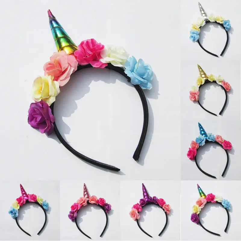2019 новый бренд хит продаж Волшебный Единорог повязка с цветами единорог голова