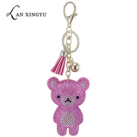 sparkling mini bear inlaid rhinestone keychain ladies bag cute bear pendant car key alloy pendant childrens new year gift