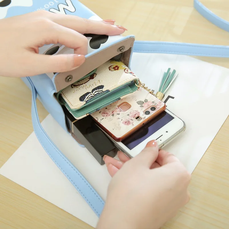 Women Milk Box Cartoon Shoulder Bag Girls Crossbody Bags Phone Bag WHShopping