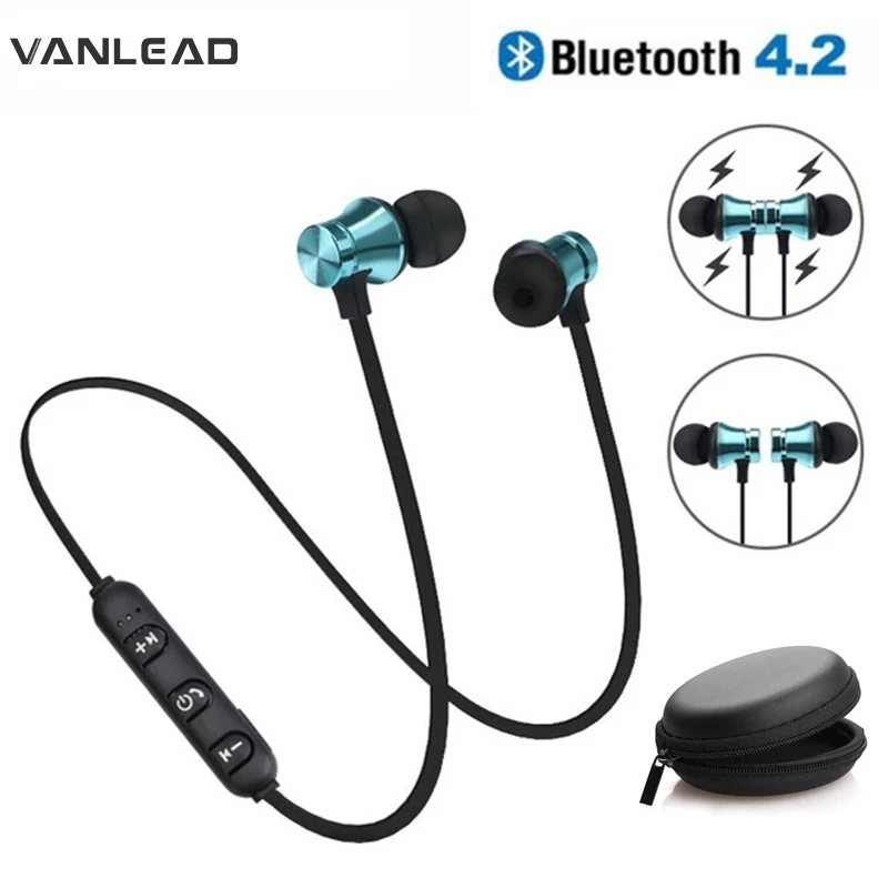 Беспроводные наушники Bluetooth магнитные с шейным ремешком спортивные микрофоном