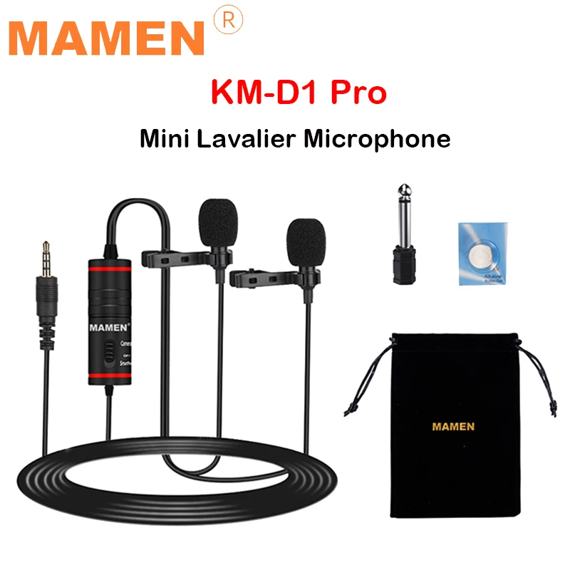 

Микрофон Mamen KM-D1 Pro, петличный микрофон с разъемом 4,2 м, конденсатор для записи цифровых зеркальных камер Canon, iPhone