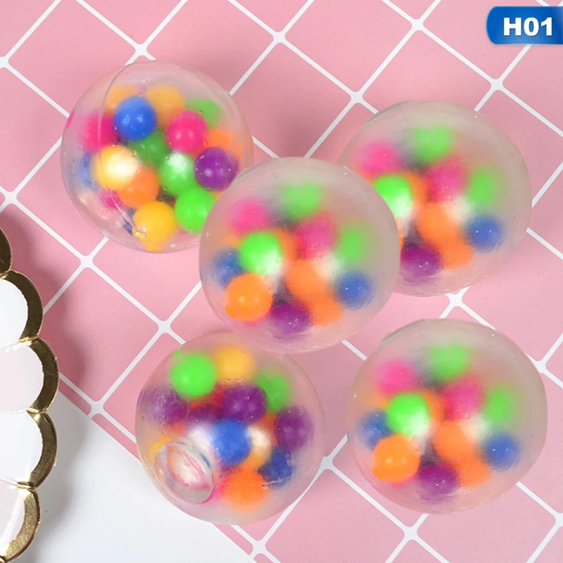 

5Pcs/Set Funny Squeeze Grape Ball Stress Relief Toys Children/Adult Colorful Beads Grape Ball Vent Toy Decompression Ball Toys
