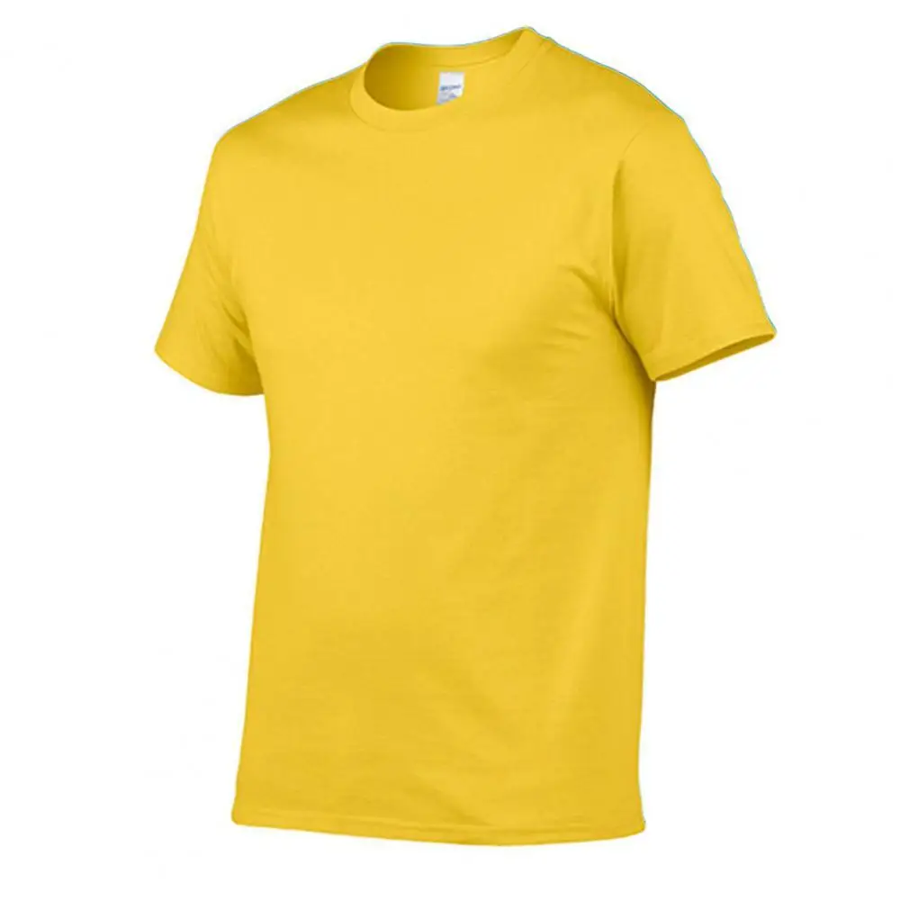 

Men Summer Shirts Simple Breathable O Neck Breathable Polyester Pure Color Blouse for Sport