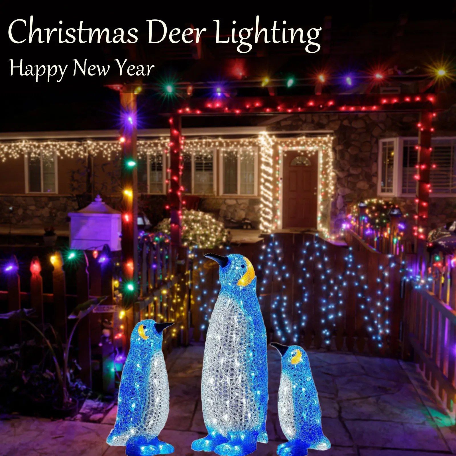 

Christmas Decoration For Home Penguin Stand Pile Lights Outdoor Santa Claus Gift Natal Navidad Noel 2022 New Year Xmas Decor