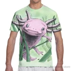 Футболка Happy Axolotl с принтом для мужчин и женщин, модная рубашка с надписью all over для девочек, топы для мальчиков, футболки, летние футболки с коротким рукавом