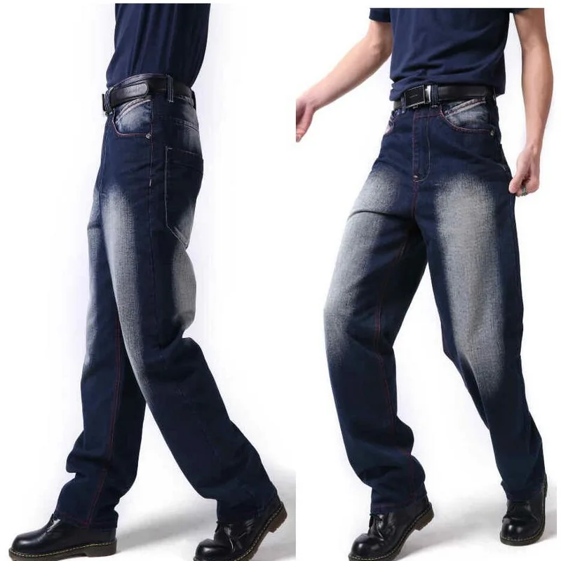 Men Jeans Fashion Loose Big Pockets Hip-Hop Skateboard Jeans Casual Men Denim Pants Design Brand Joggers Jeans