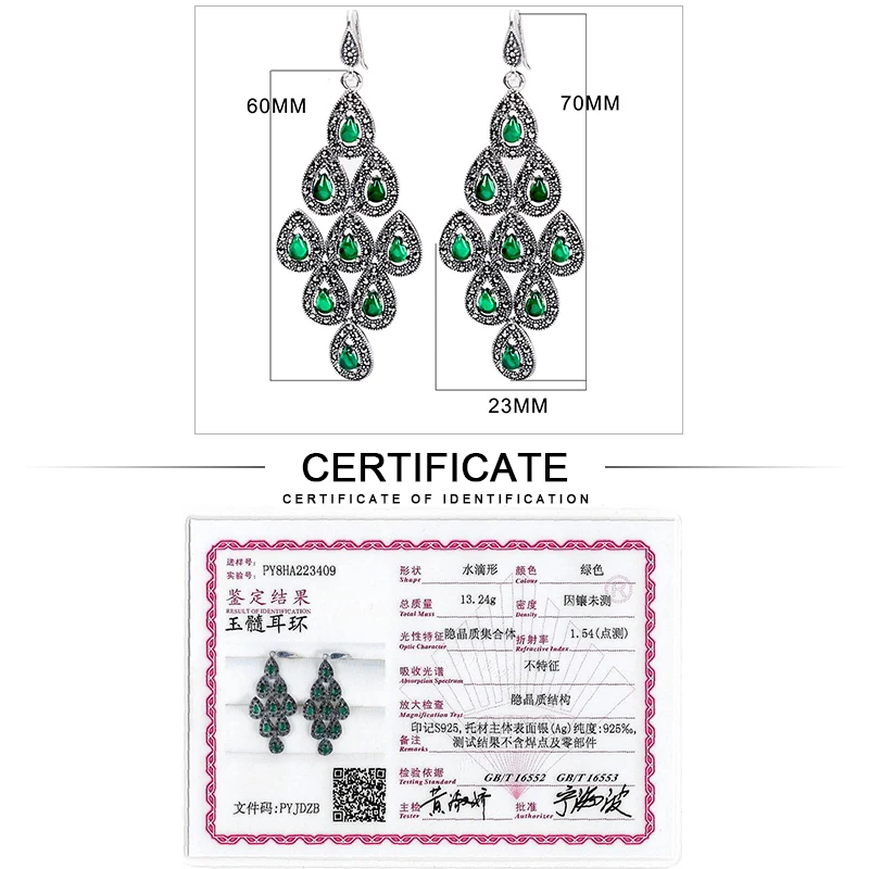 

REAL FINE SILVER 925 EARRINGS FOR WOMEN RED GREEN LARGE PEACOCK EARRINGS 925 STERLING SILVER JEWELRY FEMALE