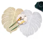 Большой размер полый ПВХ салфетка под тарелку с лиственным рисунком Monstera Золотой теплоизоляционный коврик для стола для комнаты ресторана Декоративные Коврики