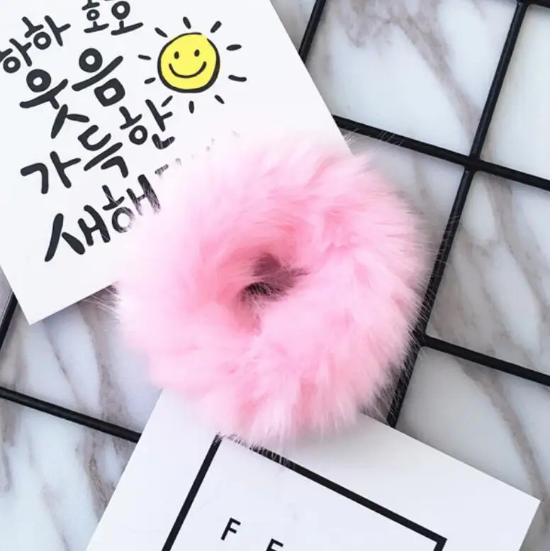 Pink Helisopus женский корейский искусственный кроличий мех, эластичная лента для волос, для девушек, конский хвост, кольцо для волос, веревка, резиновый головной убор, аксессуары для волос - Цвет: Pink