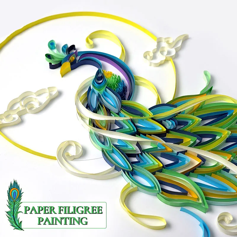 

Paper Painting Kit Colorful Peacock Art Decor DIY Wall Stickers for Kids Bedroom Kindergarten Home Decor TH