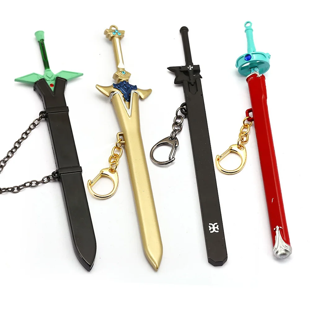 

Sword Art Online SAO Keychain Kirigaya Kazuto Kirito Excalibu Asuna Elucidator Scabbard Key Ring Pendant Key Chain Anime Jewelry Action Figure Cosplay Toys Gift