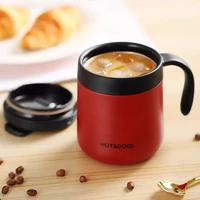 stainless steel coffee cup vacuum flask insulated water bottle cup with handle and double lid travel and office tea cup
