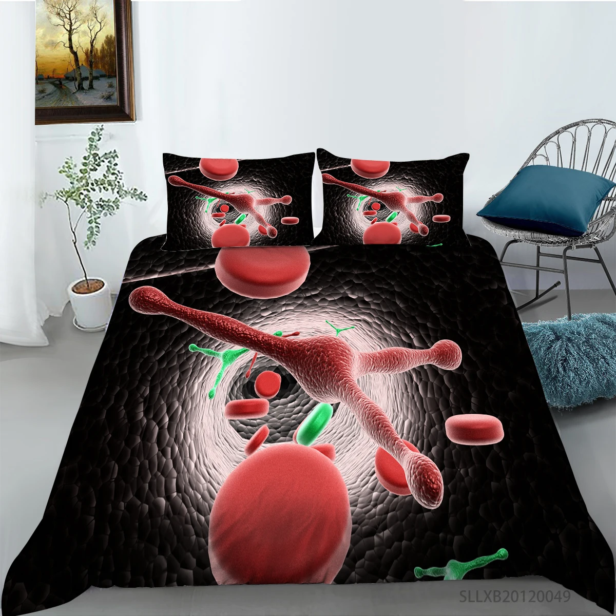 

Fashion 3D Biochemical Cell Printing Bedding set Quilt cover with pillowcases Twin Queen sizes 2/3pcs