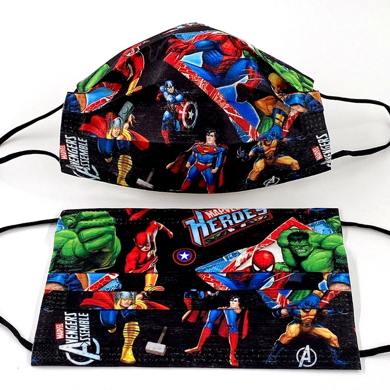 Super Cool Marvel Avengers Disposable Children Masks Cartoon Hero Pattern Dust-proof Anti-smog Anti-pollen Protective Kid Mask | Аксессуары